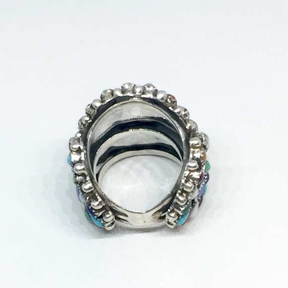 Sterling Silver Multi Stone Sunburst Ring - Picture 2 of 5